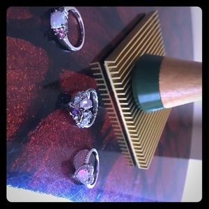 Pink Stone 925 Sterling silver ring lot